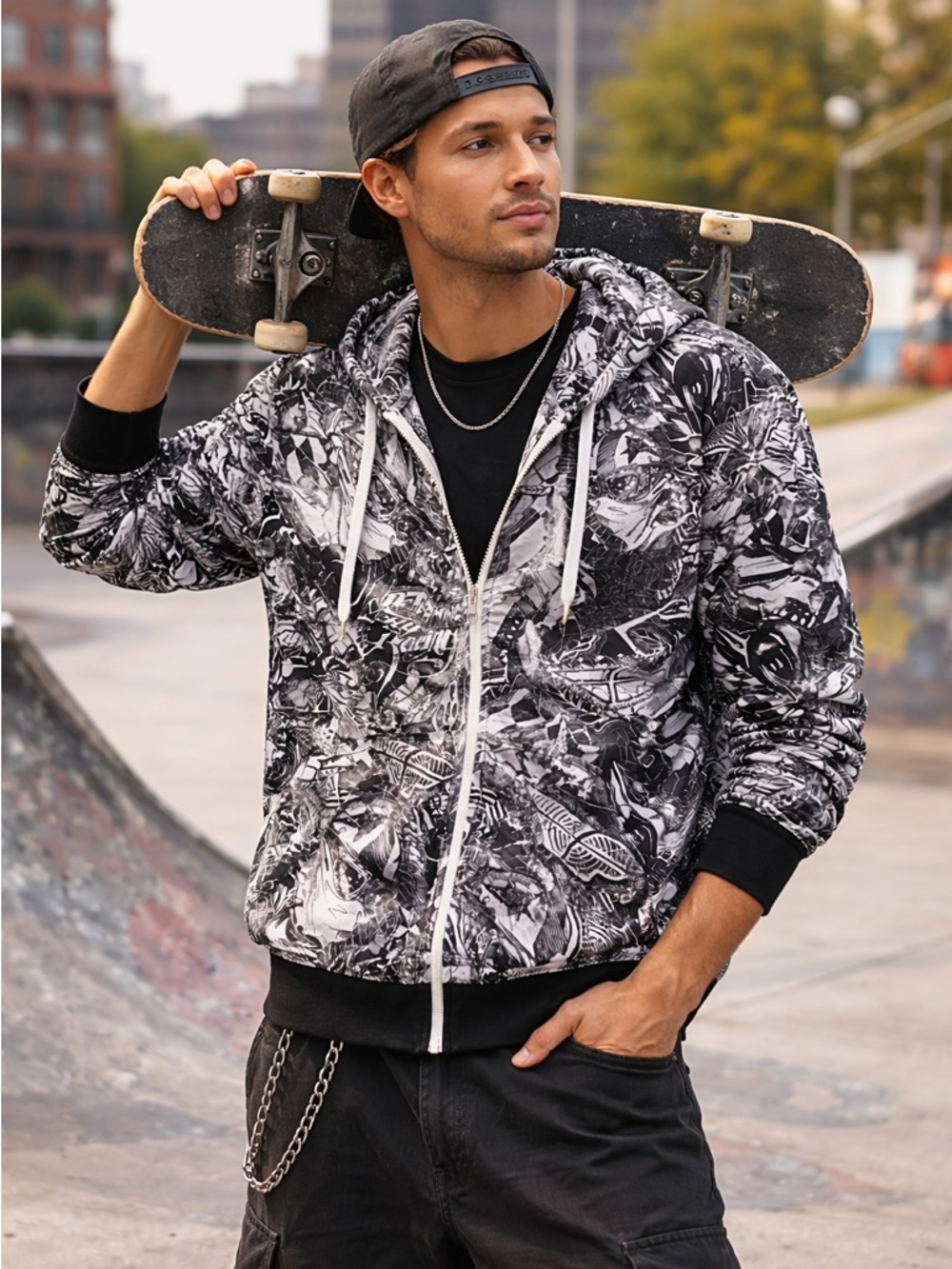 Fly Racewear Victory Black and White Graphic Hoodie